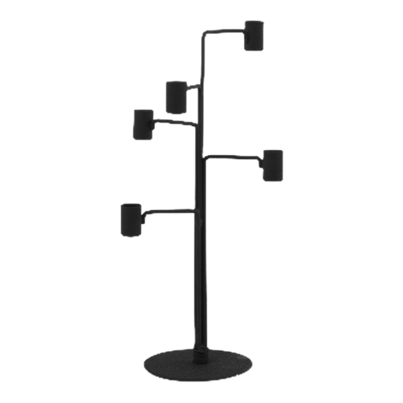 Kandelaar Zwart metaal 18x40cm