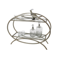 Side Table Iron Silver met glas 99x75cm Kersten