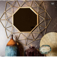 Spiegel Rond Goud Metaal 77,50cm Kersten