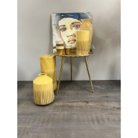 Vaas Aardewerk Oker Geel flesvormig 26cm Kersten