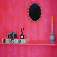 Spiegel Ovaal Neon Pink Orange 29cm