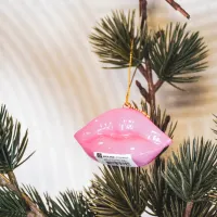 Kerstornament Lippen neonroze