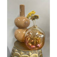 Vaas Glas Helder Bruin / Oranje 22cm Kersten