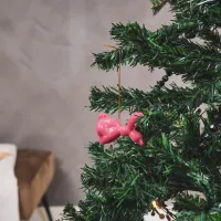Kerstornament Ballonhond zittend roze