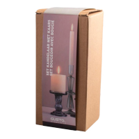 Kandelaar met kaars Blauw Glas 21cm Gusta