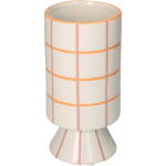 Vaas pastel roze / oranje geruit op poot 22cm