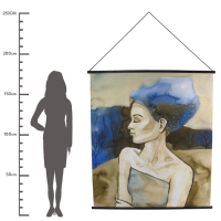 Wanddoek Vrouw met Blauw 140x170cm 