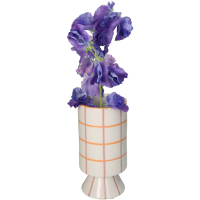 Vaas pastel roze / oranje geruit op poot 22cm