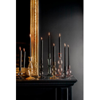 Kandelaar met kaars Blauw Glas 21cm Gusta