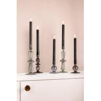 Kandelaar met kaars Blauw Glas 21cm Gusta