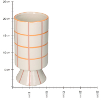 Vaas pastel roze / oranje geruit op poot 22cm