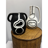 Vaas / Kan Abstract wit-zwart 27cm Kersten