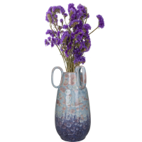 Vaas Blauw met Roze Handvaten 30cm Kersten