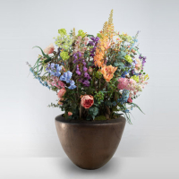 Kunstbloem Cymbidium Stengel Perzik 53cm Pot&Vaas