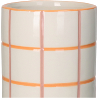 Vaas pastel roze / oranje geruit op poot 22cm