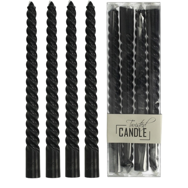 Kaarsen twisted zwart Kersten