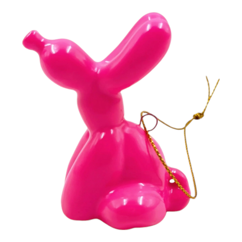 Kerstornament Ballonhond zittend roze