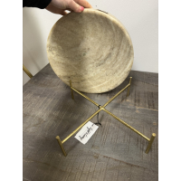 Schaal op voet Bruin met Wit Marmer 32cm Light&Living