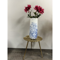 vaas Aardewerk Blauw met Print 41,5cm Kersten