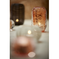 Theelicht Finley Perzik Glas 8x13cm Ligth&Living