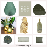 Vaas Keramiek Olijfgroen Mariela 13,5x33,5cm