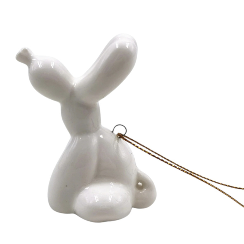 Kerstornament Ballonhond zittend wit