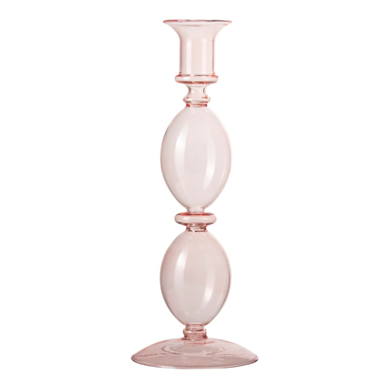 Kandelaar Roze Glas 23cm