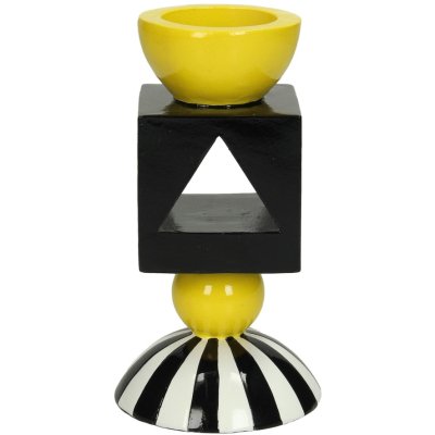 Waxinehouder Zwart Geel Colorblock 15cm Kersten Waxinehouder Zwart Geel Colorblock 15cm Kersten
