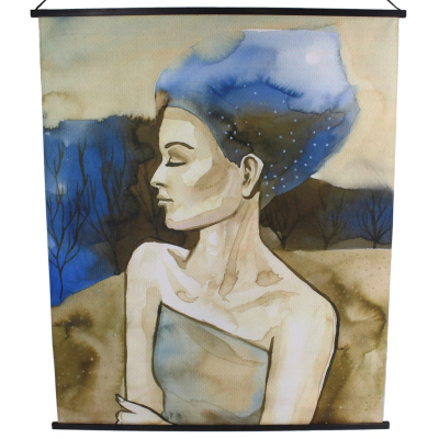 Wanddoek Fluweel Vrouw met Blauw 140x170cm Kersten Wanddoek Fluweel Vrouw met Blauw 140x170cm Kersten
