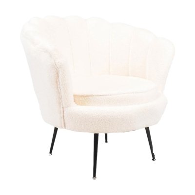 Fauteuil Schelp Teddy Wit met zware poot Housevitamin Fauteuil Schelp Teddy Wit met zware poot Housevitamin