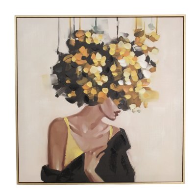 Wanddoek dame canvas okergeel Wanddoek dame canvas okergeel