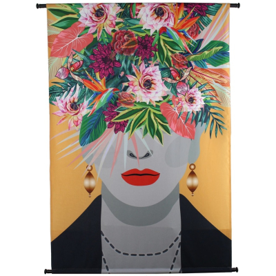 Wanddoek Gezicht met bloemen multi 105x136cm Kersten Wanddoek Gezicht met bloemen multi 105x136cm Kersten
